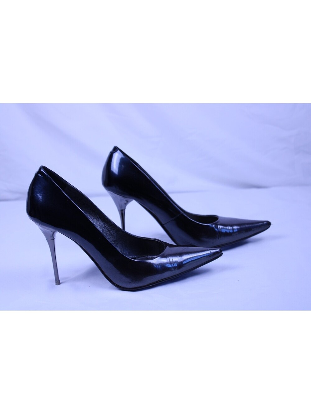 TOD'S Black Patent Leather Pump Metal Cigarette Heel Pointed